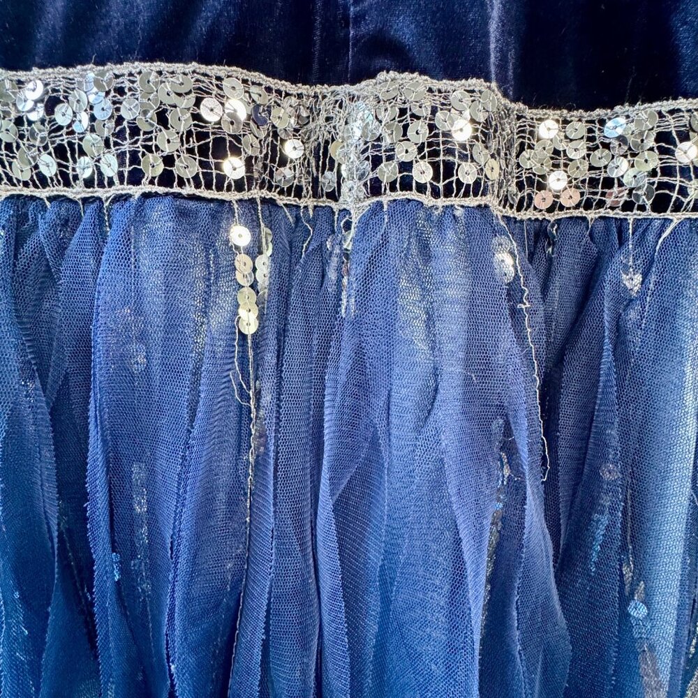 BISCOTTI Roaring 20's Party Dress Girls 8 Navy Blue Gatsby Girl Velvet Sequins - Picture 4 of 10